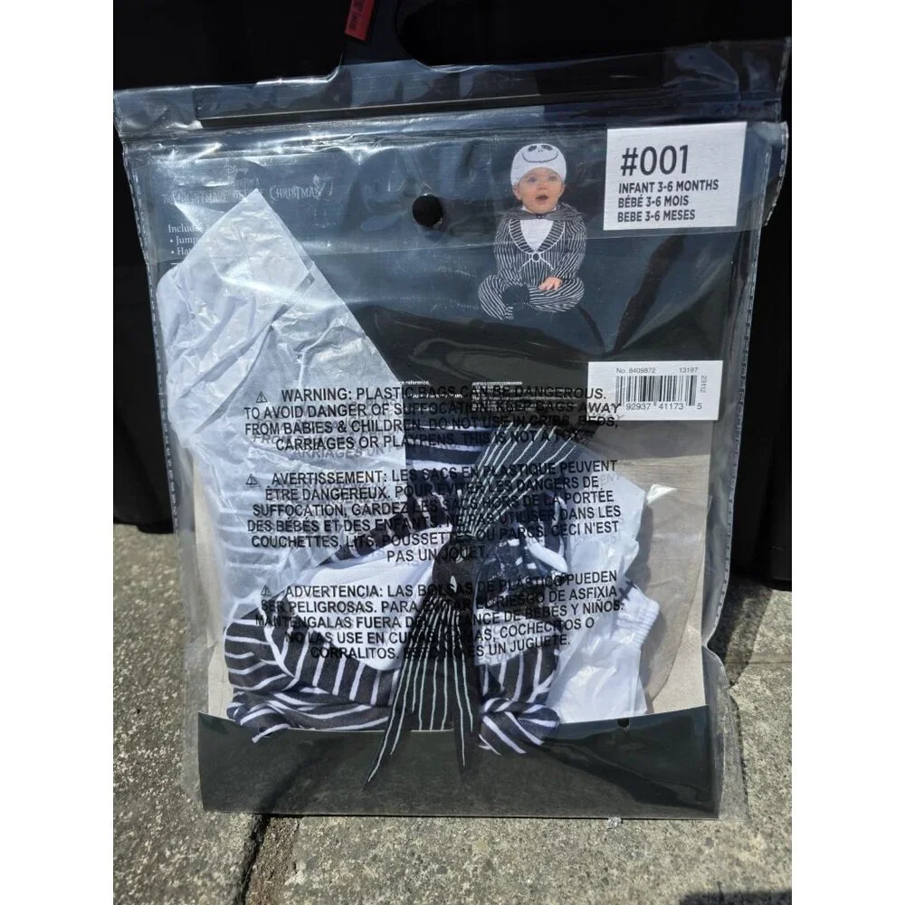 Disney Tim Burton Nightmare Jack Skellington Baby 3-6‎ Mos Halloween Costume NEW - Picture 3 of 4